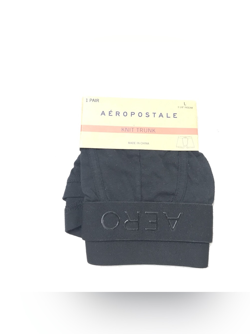 Aeropostale Knit Trunk Boxer Brief Mens L 31/8 Inseam Stretch Underwear Black